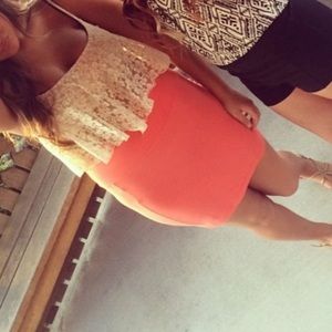 Coral Pencil Skirt